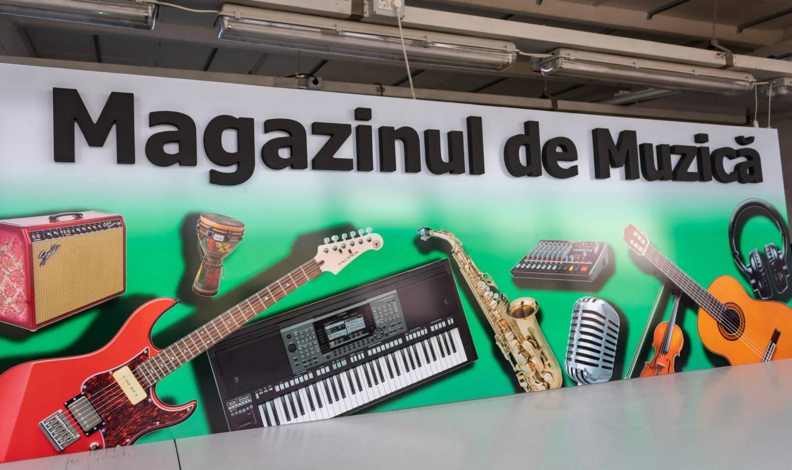 Banner publicitar print interior Magazinul de Muzică - Antel Print